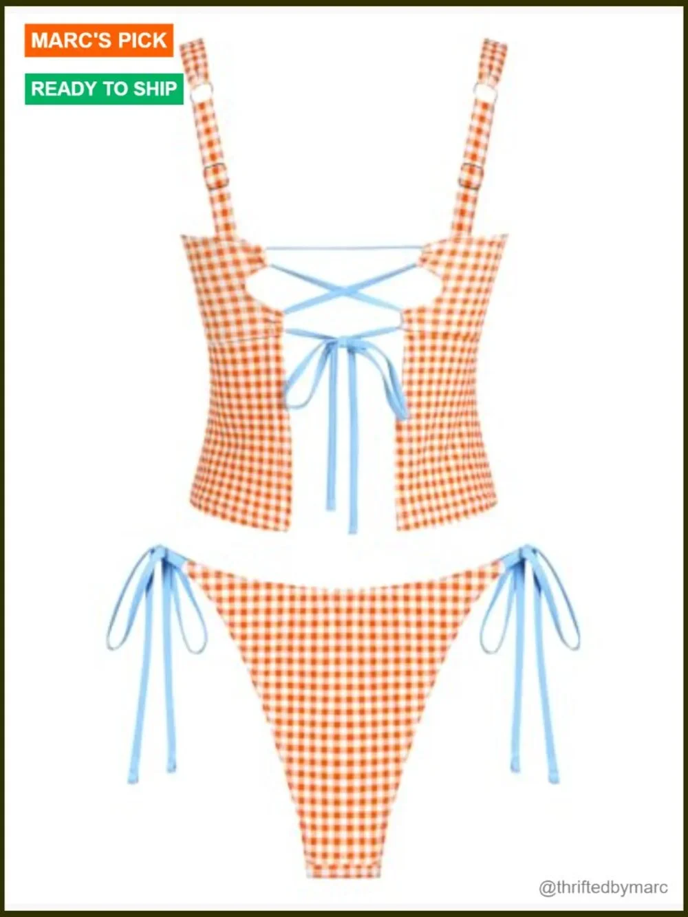 Gingham Bow Decor Ruched Tankini Set Tummy Control Swimwear